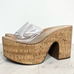 Schutz Dalle Vinyl Cork Platform Heeled Sandal 11B